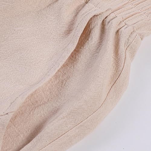 Calça masculina de algodão e linho com cordão na cintura elástica solta perna reta calças de verão l