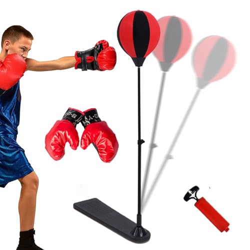 Set de Boxeo Infantil | Bolsa De Boxeo Ajustable En Altura con Guantes Y Base - Juguete Deporte Portátil Estable para Gimnasio Entrenamiento Casa Ejercicio,Juego De Fitness