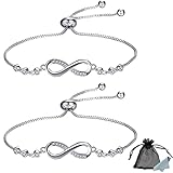 ღ Elegante y Atractivo: Pulsera infinita de plata, insertada con circonia cúbica y de cuentas decorativas, elegante y elegante, ideal para mostrar la fascinación de las mujeres.