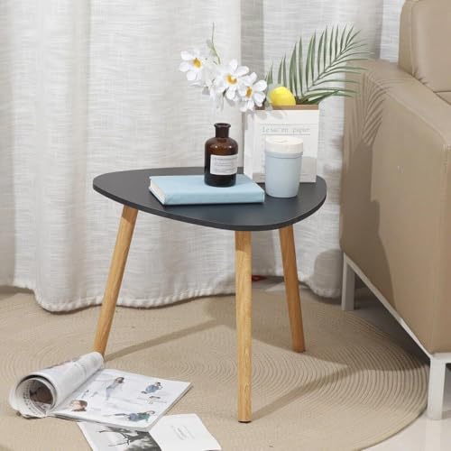Image of Modern Wooden Nesting Side Table Set of 2 for Living Room | Space Saving Sofa Side Table | Bedside End Table | Multipurpose Accent Tables for Home Bedroom Office (Black, Single Table)
