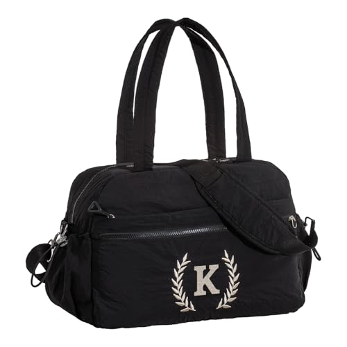 Gym Duffle Bag for Women – Embroidered Custom Initial Sports Bag for Men – Personalized Travel & Workout Duffel with Luggage Sleeve – Thoughtful Gift for Mom, Girl, Daughter, Mother (Black, K)