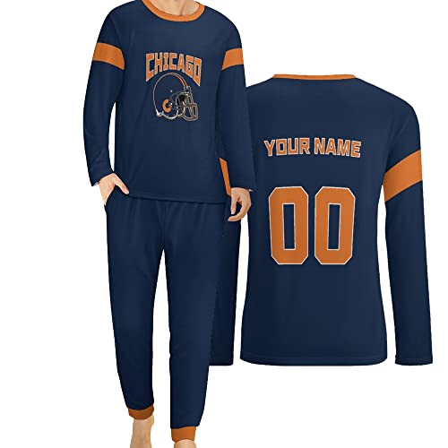 Custom Pajama Sets Add Name and Number Lounge Set Personalized Long Sleeve Sleepwear Gifts for Men Dad Husband