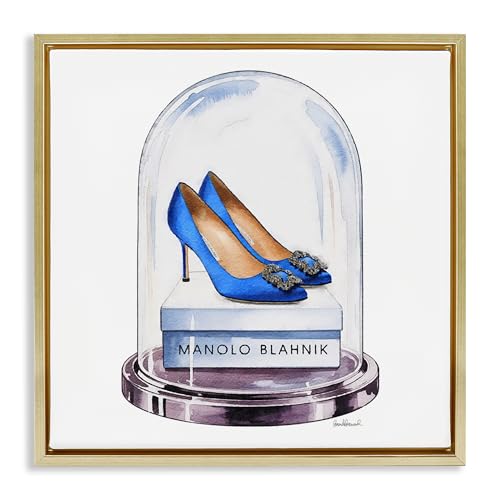 Blue Heels Bell Jar Glam, 17 x 17 Inch Canvas in Floater Frame
