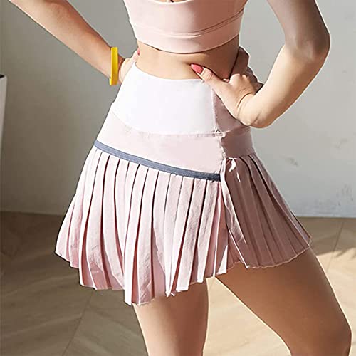 LHYSMYX Saia feminina plissada de tênis com bolso oculto para atividades ao ar livre, shorts de seca