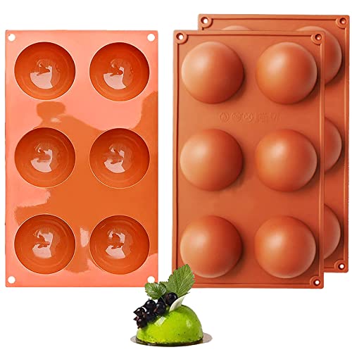 3 pièces de moules en silicone, Moule Forme Demi-Sphères 6 Cavités, Moule Silicone Chocolat pour boule de chocolat, gâteau, gelée, pudding, savon fait maison...