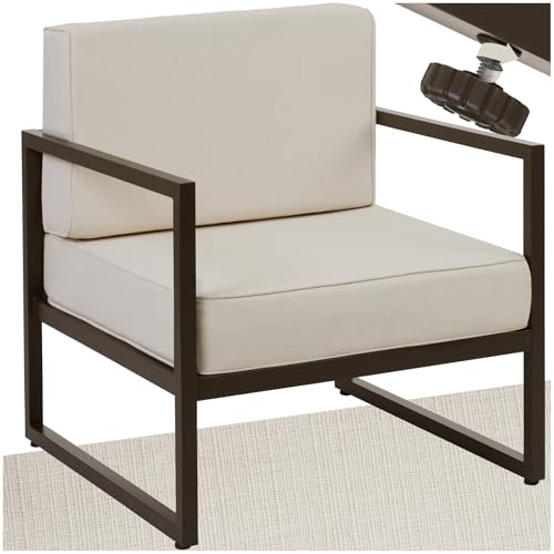 TecTake® Conjunto Jardín Exterior de Acero, Sillones Terraza con Acolchado Grueso, Sillas Jardín con Pies Ajustables, Muebles Jardín Exterior, Fundas Repelentes al Agua, Sofás para Jardín - 1 Plaza