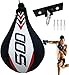 Speed Punch Bag - Sacco da boxe in pelle, con sacco da boxe girevole, per boxe, MMA, Muay Thai, fitness, combattimento, sport, allenamento, in vera pelle, colore: Bianco