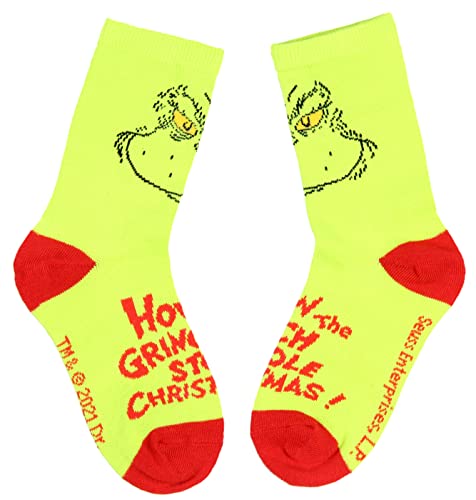 Dr. Seuss The Grinch Kids Socks 2 Pairs Athletic Crew Socks For Boys' Or Girls'