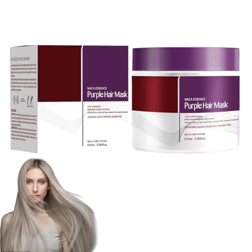 Teegxddy 1 Pieza Mascarilla Capilar Violeta Profesional Matizadora Antiamarillo Cabello Rubio Canas Platino Decolorado Encrespado Hidratante Reparadora Antifrizz Colágeno 100ml