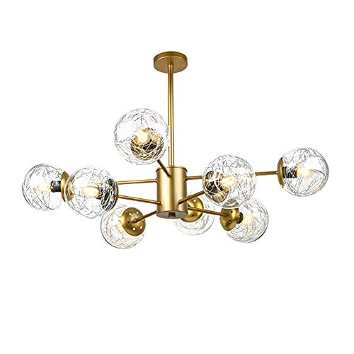 Chandelier moléculaire avec douilles E27 et structure Magic Bean atmosphère dorée