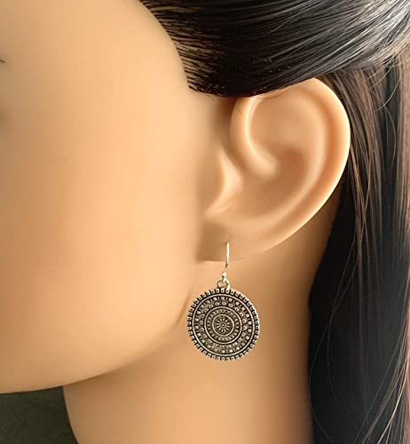 Medallions on Sterling Silver Earrings Bohemian Handmade4