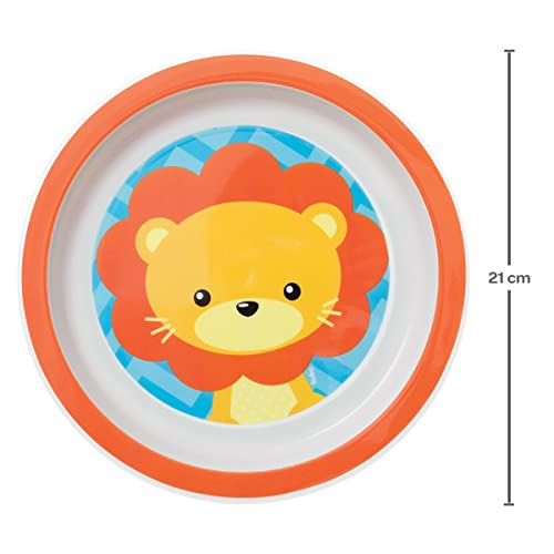 Kit Refeição Infantil 3 Peças Prato com Divisórias Prato Raso e Bowl Buba Animal Fun (Leão)