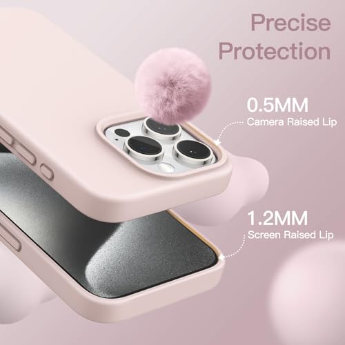 Image of JETech Silicone Case for iPhone 15 Pro, Light Pink | Silky Soft Touch, Shockproof Cover, Scratch Resistant, Microfiber Lining