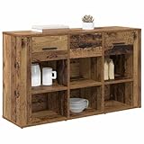 【Polyvalence spacieuse】 Ce buffet élégant mélange charme rustique et praticité. Fait en bois d'ingénierie avec des surfaces texturées, il s'intègre facilement dans les salons ou salles à manger. Avec ses tiroirs et compartiments, il offre beaucoup de place pour organiser les essentiels quotidiens et s'adapte à tous les styles de déco. Ses tons naturels ajoutent une belle touche à votre intérieur.