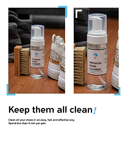 T&C Deluxe Cleaning Kit - Sneaker Cleaner - Eco Friendly Foam Premium Cleaner, 2 Types Of Brushes And Microfiber Towel - Clean All Materials - 5.06 Oz - Clean Up To 50 Pairs #TOP4