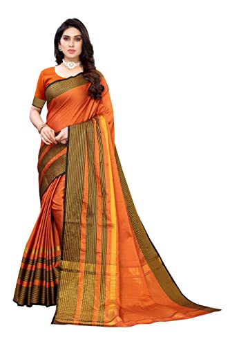 Image of VJ Fashion Women Cotton Silk Saree With Blouse Piece freesize