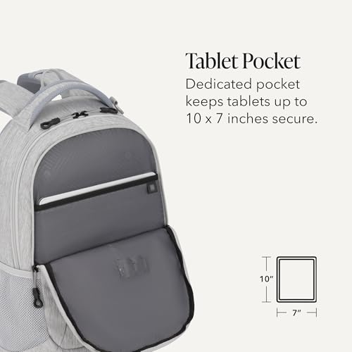 Image of SWISSGEAR Cecil 18-Inch Laptop Backpack Fits 16-Inch Laptop, Travel Daypack with Organizer Pockets, Water Bottle Holders & Padded Straps - Light Grey