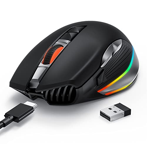 Risophy Rgb Wireless Gaming Mouse,Rechargeable Wireless Mouse With 6-Level 10000 Dpi,Chroma Rgb Backlit,8 Programmable Buttons,Lightspeed,Ergonomic Plus Usb Computer Mouse For Laptop Pc Mac Computer #TOP11