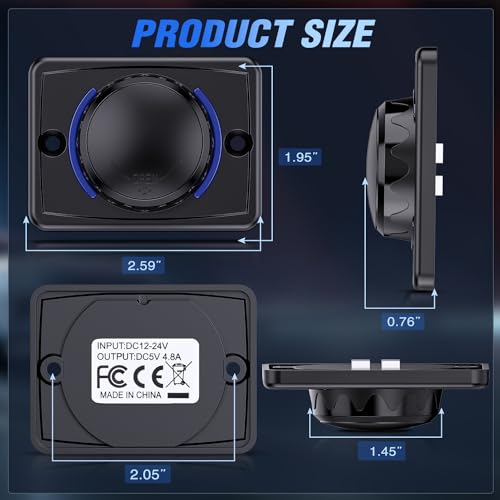 Image of Nilight Quick USB Outlet Socket Dual USB Connector | 12V 24V Dual USBs 5V 4.8A Car Outlets with Waterproof Cover Rotating Cap LED Light for Cars Trucks Motorcycle RVs Campers