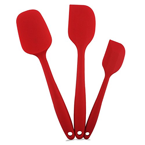 HornTide Spatule en Silicone 3 Pièces Spatule Flexible Spatule / Spatule Petite Spatule Spatule Résistante à la Chaleur 230 ° C 446 ° F Ustensiles de Cuisson Premium Rouge Cover