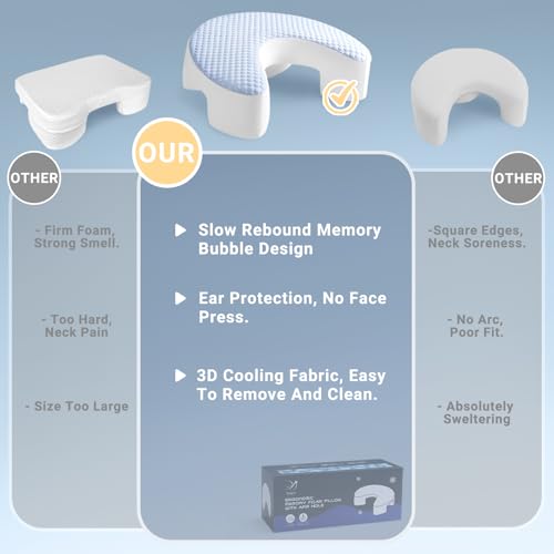 Baigee Side Sleeper Pillow for Adults with Arm Hole – Pillow for Side Sleepers to Improve Breathing, Relieve Neck, Shoulder and Knee Pain, Reduce Facial Compression (Blue,17"x21") — view 5