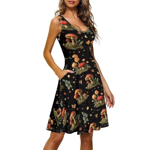 Image of TOADDITDO Womens Summer Sleeveless Tank Dress with 2 Side Pockets XS-4XL Plus Size