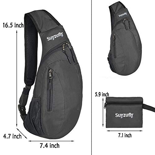 Suyzufly Men Women Foldable Sling Bags Shoulder Chest Backpack Crossbody Daypack For Cycling Walking Hiking Gray #TOP2