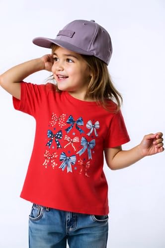Toddler Girl 4th of July Outfit American Flag Bow Print T-Shirt Top Independence Day Clothes2