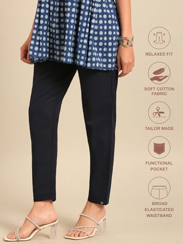 Image of TWIN BIRDS Cotton Pant for Women | 100% Cotton Trousers | Comfortable Straight Fit | Functional Pocket | Daily Ethnic & Casual Wear
