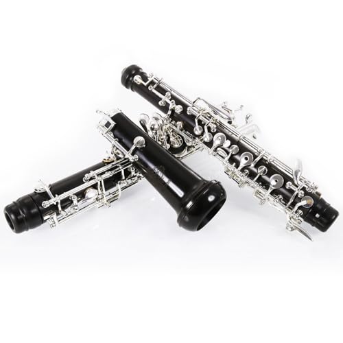 Rochix Oboe Professional Performance Level WHS36 Ebony Wood Body Silver Plated Semi Automatic C Tone with 2 Reeds 1 Cleaning Cloth 1 Oboe Swab 1 Thumb Rest 1 Case and More