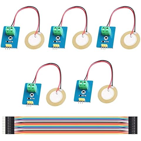 Youmile 5 Stück piezoelektrischer Keramik-Vibrationssensor Piezo 3.3 V / 5 V Modul Analog Controller Elektronische Komponenten liefert Sensor für Arduino mit Dupont-Kabel Cover