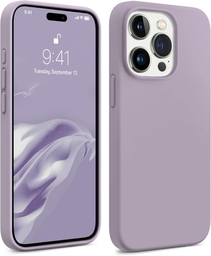 Image of DIZORO Microfiber Candy Case Compatible for iPhone 14 PRO, Shockproof Slim Back Cover Liquid Silicone Case (Lilac)