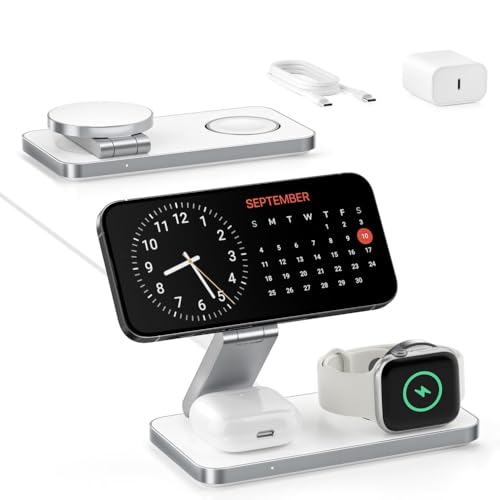 HGAXVOYP CX[d 3in1 ܂ݎ Magsafe[d 3̃foCX[d 15W/10W/7.5W }`[dX^h }OZ[t[Ed }Olbg iPhone/Apple Watch/AirpodsɑΉ [Ed