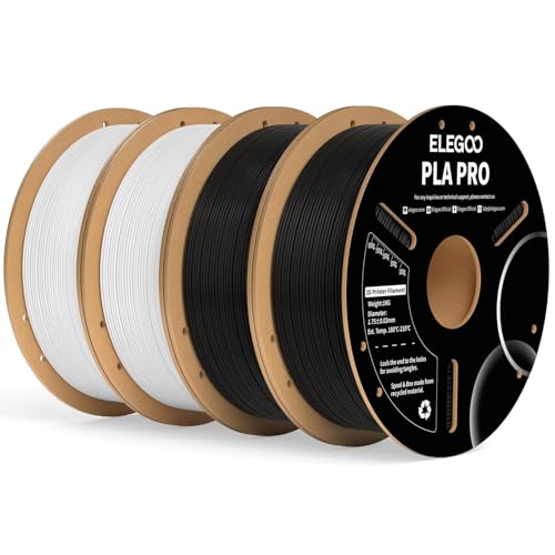 Image of ELEGOO PLA PRO Filament 1.75mm Black & White 4KG, 30-250mm /s Printing Speed Improved Rigidity 3D Printer Filament Dimensional Accuracy + /- 0.02mm, 4pcs 1kg Spool (2.2lbs)
