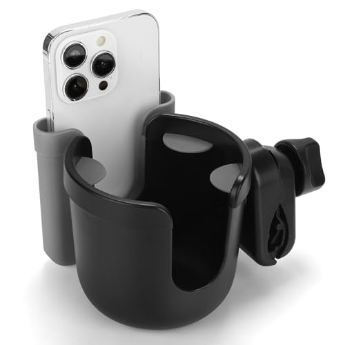 Image of Accmor 2-in-1 Wheelchair Cup Holder, Walker Cup Holder with Phone Holder, Universal Drinks Holder for Stroller, Rollator, Scooter, Walker, Wheelchair Accessory