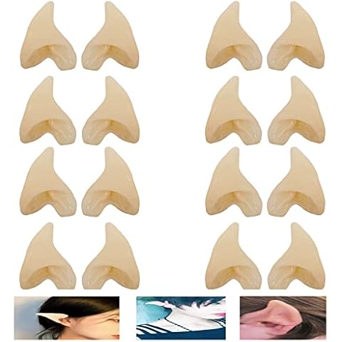 JKberelli 8 Paar weiche spitze Koboldohren aus Latex, Elfenohren für Cosplay, Elfen, Vampir-Ohren für Maskerade, Halloween Cover