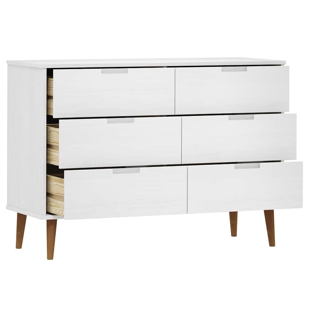 Générique Komoda MOLDE biała 113x40x80 cm, 6 szuflad