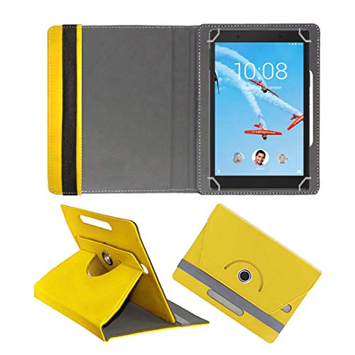 Image of Fastway Rotating Leather Flip Case for Lenovo TAB 4 8 TB-8504X Tablet Cover Stand Black (Yellow)