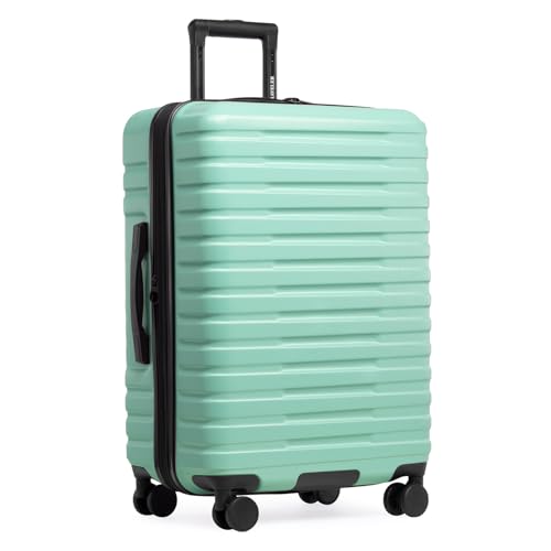 U.S. Traveler Boren Polycarbonate Hardside Rugged Travel Suitcase Luggage with 8 Spinner Wheels, Aluminum Handle, Mint, Checked-Medium 26-Inch