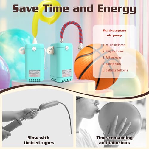 Bomba eléctrica para globos AXHJ, bomba de aire eléctrica 2 en 1, inflador de globos para 260q, globos de papel aluminio, látex y pelotas deportivas miniatura 3