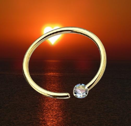 Ringe Piercing Nasenring 8 mm aus echtem 750 Gold und echtem Diamant Maße: 0,6 x 8 x 1,4 mm Intim Helix Septum dekorativ modisch extravagant 45063-8