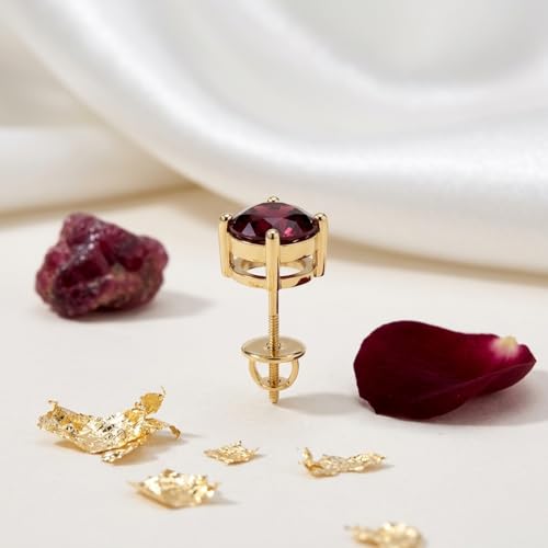Image of Single Stud For Men & Boys | Gold Plated Pure 925 Sterling Silver Earring | 6mm X 6mm Round Shaped Gemstone Single Screwback Stud | Gift for Men & Boys | Model ERSMY00935