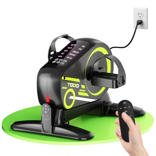 TODO Pedales Estaticos Personas Mayores, Mini Bicicleta con 12 Velocidades y 6 Resistencias, Pedaleador Electrico para Pierna Entrenamiento, Pantalla LCD y Correa para el Pie, Modo Automático & Manual