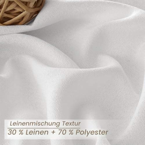 MRTREES Vorhänge mit Kräuselband Weiss Leinenoptik Halbtransparent für Schlafzimmer 2er Set… – Ansicht 5