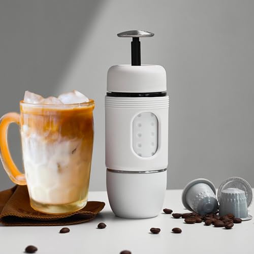 Image of STARESSO TRAVEL Coffee Maker, Mini Portable Espresso Maker, 2IN1 Extra Small Manual Espresso Machine Compatible with NS Capsules and Ground Coffee,Travel Gadgets Perfect for Travel Camping Hiking