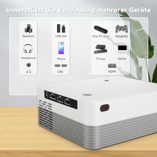 Lottsall Mini-beamer voor mobiele telefoon, beamer Full HD 1080P ondersteund, 5G WiFi Bluetooth mini-projector voor iPhone/PC/PS5, thuisbioscoop, videobeamer, compatibel met iOS/Android/HDMI/USB/TV - Image 8