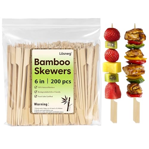 6 inch Bamboo Skewers for Appetizers, Fruit...