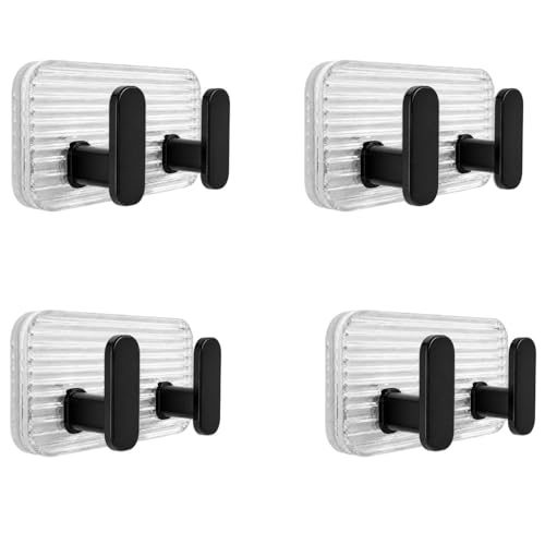 Image of SIGNAMIO 8 Hook Self Adhesive Wall Hooks for Wall Heavy Items, Adhesive Wall Hook, Wall Hooks for Hanging Clothes, Kitchen & Bathroom Accessories, Stick On Hooks for Wall Without Drill -Black