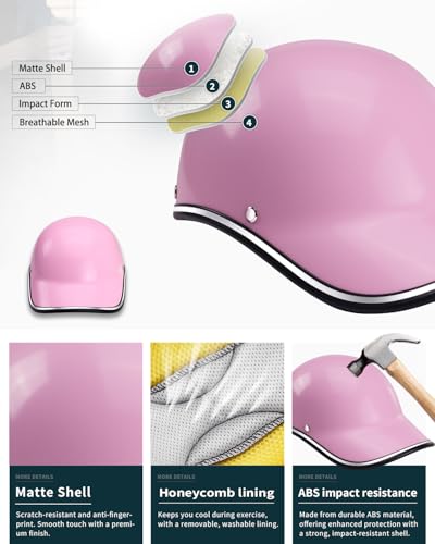 Image of Adult Baseball Cap Helmet - Urban Style for Golf, Low Profile Urban Commute PU Retro Leather Hat for Men & Women