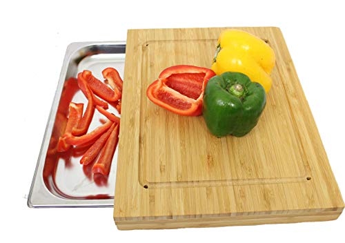 Antik 2000 Planche à découper en bambou de qualité supérieure avec bac de récupération,Largeur : 27.5 cm,Profondeur : 4 cm